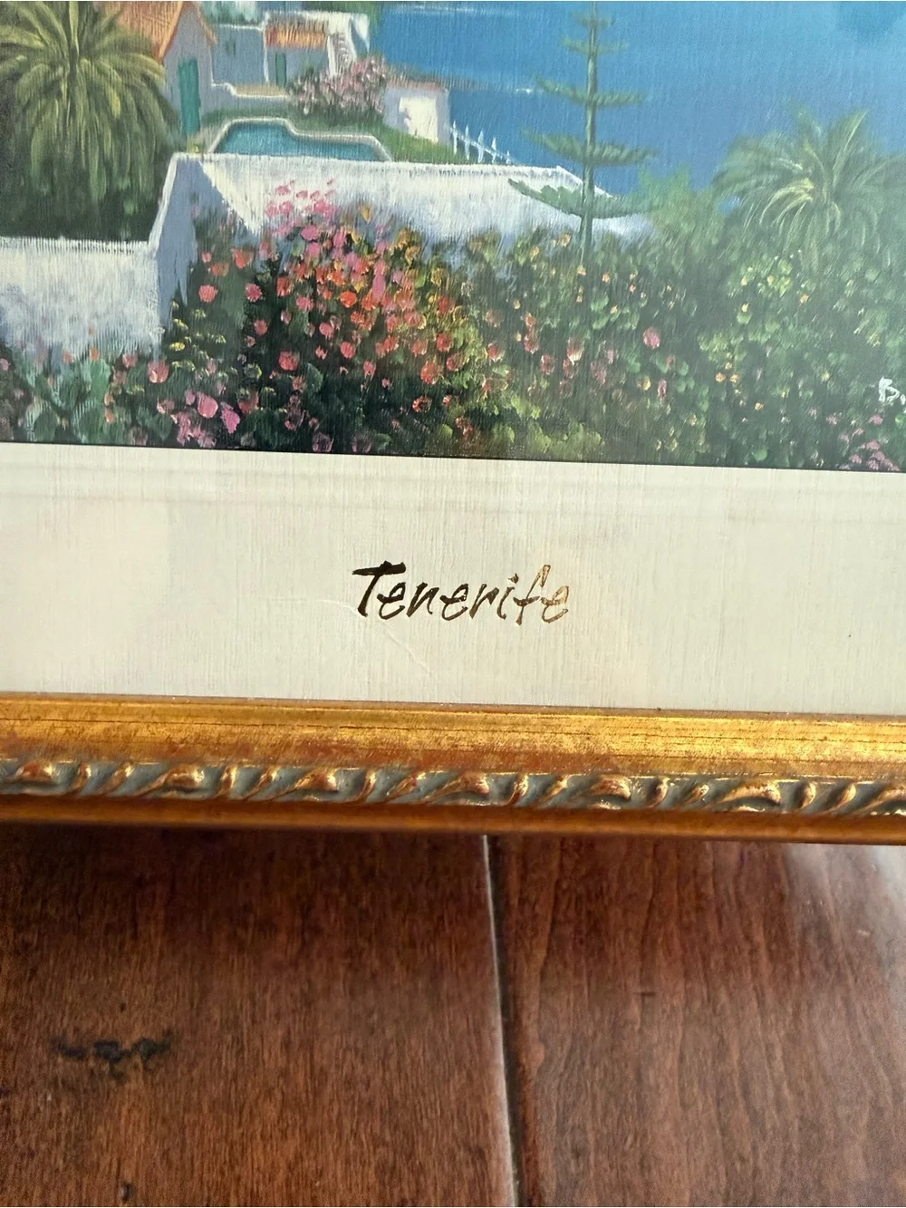Gold Framed Tenerife Landscape Wall Art - Blue 12x10